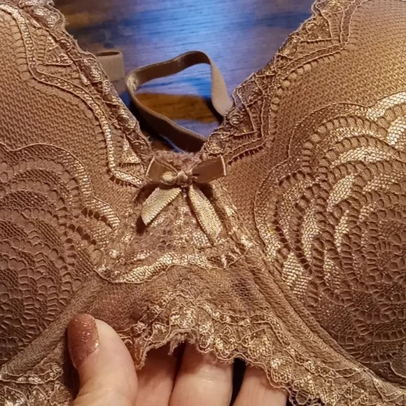 NWOT 36D Feminine Rene Rofe caramel Colored Lace Sexy Padded Underwire Bra - Picture 5 of 12